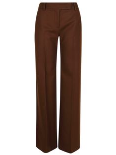 Tailored wool trousers BY ERMANNO SCERVINO. Zip closure and hidden hook; belt loops; central ironing fold. Regular fit design, soft leg. Soft Legs, Shop Pants, Barbour Steve Mcqueen, Designer Products, Pleats Please Issey Miyake, Ermanno Scervino, Wool Trousers, Yoga Wear, Pants Straight