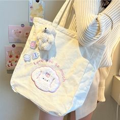 SPECIFICATIONSbags for women: Cartoon Shoulder BagTypes of bags: Shoulder & HandbagsStyle: FashionShape: Casual ToteSeason: spring/autumn/summer/winterPlace Of Origin: ZHE JIANG ProvincePlace Of Origin: ZHE JIANG ProvincePattern Type: CartoonOrigin: CN(Origin)Occasion: VersatileNumber of Handles/Straps: SingleModel Number: MO481Main Material: CanvasLining Material: CanvasKawaii bag: Casual Book Storage SchoolbagInterior: Interior Slot PocketHardness: HARDHandbags Type: Shoulder BagsGender: WOMEN Royal Blue Shoes, Shopper Bags, White Shoulder Bag, Card Purse, Casual Leather Shoes, Adorable Cartoon, Design Stand, Womens Designer Handbags, Book Storage