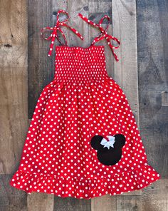 Red Minnie Mouse Summer Dress Minnie Mouse Birthday Dress, Pink Minnie Mouse Dress, Halter Tops Outfit, Mouse Applique, Bug Clothing, Minnie Mouse Birthday Outfit, Leopard Print Outfits, Minnie Mouse Theme, Minnie Mouse Outfits