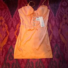 Orange Oh Polly Mini Dress *Nwt** So Cute! Never Worn, Hips To Large. Perfect For A Size Small. Spring Casual Corset Dress For Night Out, Casual Spring Corset Dress For Night Out, Casual Corset Dress For Night Out In Spring, Flirty Bodycon Corset Dress For Summer, Spring Mini Corset Dress Lined, Spring Bodycon Mini Corset Dress, Orange Fitted Lined Mini Dress, Orange Corset, Dresses Orange