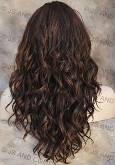 Layered Brown Wavy Hair, V Haircut For Medium Hair Curls, Layers In Wavy Curly Hair, Layered Hair With Wavy Hair, Curly Hair Permanent, Long Hair With Layers Curly Waves, Long Brown Curly Hair With Layers, Layers For Long Hair Wavy Curls, V Shaped Haircut With Layers Wavy