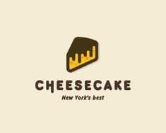 the logo for cheesecake new york's best is shown in brown and yellow