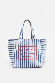 Our striped tote bag comes with a summery print. it has decorative stitching and a closable inside pocket.    - – dimensions: ca. 30 x 18 x 31 cm  - – lockable inside pocket Heritage Clothing, Striped Tote Bag, Womens Designer Bags, Caged Sandals, Decorative Stitching, Black Tank Dress, Black Aviators, Four Horsemen, Neon Purple