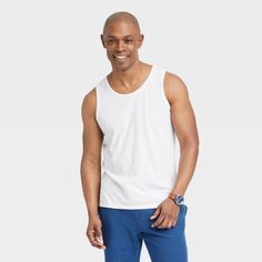 Bring cool comfort to warm-weather days with this Standard-Fit Tank Top from Goodfellow & Co™. Crafted from a lightweight jersey fabric, this standard-fit tank top offers you all-day cool comfort. Falling at the hip for wearing tucked in or untucked, you can coordinate this solid round-neck tee with different bottoms, or layer it under a button-down or hoodie for versatile styling. Goodfellow & Co™: Where style & fit are always in good company. Sporty Cotton Tank Top For Spring, Relaxed Fit Cotton Tank Top Athleisure, Relaxed Fit Cotton Tank Top For Athleisure, Relaxed Fit Summer Athleisure Tank Top, Casual Sleeveless Cotton Activewear, Casual Breathable Tops For Summer, Cotton Summer Activewear For Workout, Cotton Summer Workout Activewear, Summer Workout Cotton Tank Top