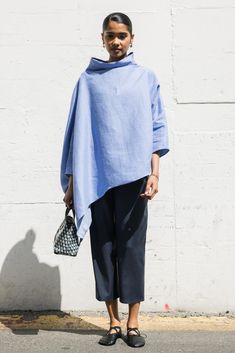 Dusan Asymmetric T-Neck in Light Blue Made in Italy Mira Mikati, Vintage Jewlery, Roy Rogers, Anya Hindmarch, Thom Browne, Missoni, Handbag Accessories, Jumpsuit Dress, Sweater Top