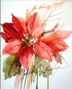 a painting of red flowers on a white background