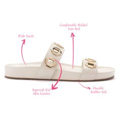 A riff on Summer's must-have sandal silhouette, these new Milan slides are a newfound favorite. With a comfortable rubber footbed that makes it both durable and perfect for sand and sea, these are the sandals you'll want to slip into any time the temps rise. Cream Open Toe Sandals With Rubber Sole, Cream Slides With Cushioned Footbed, Cream Cushioned Slip-on Slides, Cream Open Toe Slides With Textured Footbed, Cream Textured Open Toe Slides, Cream Leather Slides With Removable Insole, Cream Sandals With Rubber Sole For Beach, Cream Slides With Removable Insole And Round Toe, Beige Flat Slides With Removable Insole