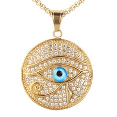 PRICES MAY VARY. 【High-quality Material】This Eye of Ra necklace is made of high quality titanium steel, meticulously crafted, which is robust and will not tarnish or rust easily, and it is easy to clean. 【Size】Eye of Ra pendent 1.26 inch (32mm); Chain length 23.6 inches (60cm); Product weight 40g / 1.4oz. 【Unique Design】In ancient Egypt, the Eye of Ra is a symbol of protection, wisdom, health and rebirth. Today, it is worn in the form of jewelry, which is used as not only an amulet to protect fr Ancient Egyptian Symbols, Symbol Of Protection, Eye Of Ra, Egyptian Symbols, Egyptian Jewelry, Chain Jewelry, Gift For Christmas, Stainless Steel Necklace, Ancient Egyptian