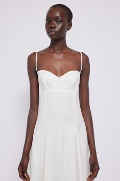 SPRING 2024 WOMENS COLLECTIONThe Analise Dress in White. Bustier Midi Dress, Parsons School Of Design, Fashion Institute, Los Angeles Homes, Jonathan Simkhai, Lifestyle Design, Vogue Fashion, White Midi Dress, Spring 2024