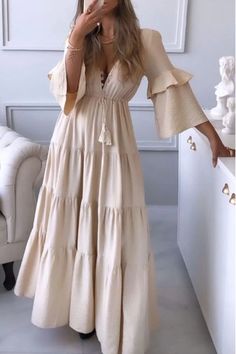 Wedding Outfit, Egypt, Solid Color, V Neck, My Style, Dresses, Color