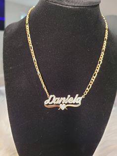 ✨️ Customize this beautiful heart Gold Plated necklace with any name or chain  you like. This necklace comes in 3 colors Gold, Silver, or Rose Gold This necklace is great for any occasion and makes a memorable gift.  ✨️ How to Customize leave a note after ordering with the name, font style, and chain style you would like (Cuban Link, O-Chain, Figaro, Snow Chain, or Box Chain). If no font style is chosen the picture shown will be used.   Please remember this necklace is custom made it takes betwe Heart-shaped Name Necklace As Personalized Gift, Heart Shaped Name Necklace For Mother's Day, Custom Name Gold Heart Necklace, Custom Name Heart Pendant Necklace, Custom Name Heart Necklace, Gold Heart Nameplate Necklace, Gold Nameplate Heart Necklace, Customized Gold Heart Nameplate Necklace, Villa Rica