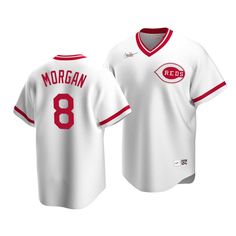 a baseball jersey that is white with red trims and the number 33 on it