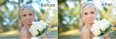 a woman holding a bouquet of flowers in front of her face and before and after photoshopped