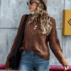 This Open-Weave Sweater Is Perfect For Wearing The Popular Lace Bralettes Underneath. Ready For Fall, Winter, Spring Or Cool Evenings In The Summer. Soft Knit Acrylic. Brown Camel S (2/4), M (6), L (8/10), Xl (12) Boutique Classic Brown Trendy Ribbed Knit Holidays Christmas Gift Women Juniors Madewell Free People Reformation Anthropologie Boho Preppy Layering Winter Casual Dressy Open Knit Chic Cut Out Sexy Loose Textured Vacation Brown Sweater Crewneck Pullover Office Soft Comfort Casual Brown Acrylic Sweater, Trendy Brown Acrylic Tops, Brown Textured Knit Top For Winter, Winter Brown Textured Knit Tops, Brown Long Sleeve Acrylic Sweater, Brown Chunky Knit Top For Winter, Brown Knitted Acrylic Tops, Brown Acrylic Knitted Tops, Brown Acrylic Tops For Winter