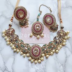 Earrings, tikka and necklace. Elegant Multicolor Jewelry Sets For Festivals, Multicolor Kundan Necklace With Matching Earrings For Festive Occasions, Bohemian Jewelry Sets For Diwali Party, Jewellery Sets, Jewelry Set, Jewelry Sets, United Kingdom, Statement Necklace, Etsy Seller