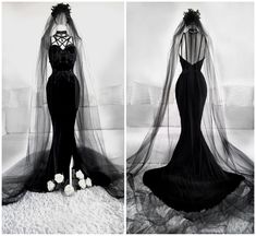 Goth Wedding Dresses, Gothic Wedding Theme, Black Wedding Gowns, Gothic Wedding Dress, Goth Wedding, Dark Wedding, Beautiful Wedding Gowns, Velvet Gown, Gothic Wedding