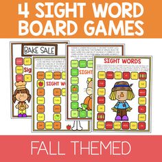 four sight word board games for fall