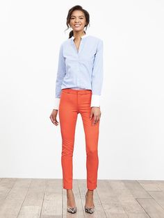 Sloan-Fit Slim Ankle Pant | Banana Republic Spring Workwear Pants With 5-inch Inseam, Fitted Capris For Workwear In Fall, Fitted Capris For Fall Workwear, Stretch Capris With Pockets For Work, Cropped Leg Workwear Bottoms With Zip Fly, Cropped Leg Bottoms With Zip Fly For Work, Mid-rise Capris For Fall Workwear, Fitted Elastane Capris For Work, Spring Workwear Mid-rise Capris