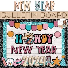 the new year bulletin board is ready to be used as a decoration for your classroom