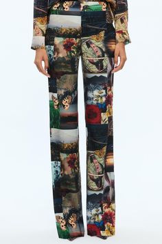 Find ALICE + OLIVIA Livi Printed Trouser on Editorialist. Description Our favorite way to make a statement right now is printed on an easy-to-wear pant. Livi features a low rise, bootcut and the most flattering fit. Consider these a compliment magnet, in pant form. Details Printed Bootcut Front hook and zipper closure 62% recycled polyester, 36% polyester, 2% elastane Dry clean only Imported Fit Model is wearing a size 2 and her measurements are 510, 32 bust, 23 waist, 34 hips Front rise: 9 1/2 Low Rise Pants, Alice And Olivia, Flare Mini Dress, Printed Trousers, Flare Trousers, Tailored Pants, Art Clothes, Spring Summer Outfits, Alice Olivia