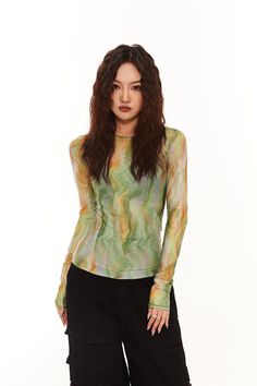 This Tie-Dye Translucent Long Sleeve Top will keep you in style with its lightweight, transparent fabric. Its skinny fit is comfortable and perfect for pairing with skirts or pants for a casual look. Layer something underneath for extra warmth or coverage and you'll be ready to go.
Gender: WomenMaterial: Polyester 92%, Spandex 8%Sleeve Length: RegularSleeve Type: Regular Green Sheer Mesh Top, Sheer Green Mesh Top, Green Stretch Mesh Top Casual Style, Trendy Fitted Green Mesh Top, Green Stretch Sheer Mesh Top, Green Sheer Stretch Mesh Top, Casual Stretch Sheer Mesh Top, Casual Sheer Stretch Mesh Top, Summer Green Tops With Sheer Sleeves