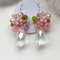 Unique crystal earrings  Earrings size 2.5 x 4.5 cm Come with jewellery box  Thank you for visiting PastelGems. Handmade Pink Crystal Earrings For Wedding, Pink Jeweled Crystal Earrings, Elegant Pink Crystal Earrings, Handmade Pink Crystal Earrings With Round Beads, Pink Flower Crystal Earrings, Crystal Dangle Earrings, Red Jewelry, Unusual Jewelry, Red Earrings