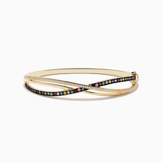 Effy Watercolors 14K Yellow Gold Multi Sapphire Bangle Elegant Multicolor Gold Bangle Bracelet, Elegant Rainbow Colored Bangle Jewelry, Multicolor 14k Gold Bracelets For Formal Occasions, Multicolor Multi-stone 14k Gold Bracelets, Elegant Rainbow Round Bracelets, Elegant Rainbow Multi-stone Bracelets, Sapphire Bangle, Multi Sapphire, Effy Jewelry