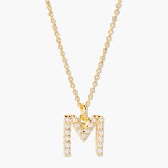 Make an impression with this sparkling Blaire Diamond Initial Pendant. This dainty diamond charm necklace is perfect for adding a personalized touch to any outfit, whether you're treating yo'self or surprising someone special. Available in sterling silver or 14k gold vermeil 16" cable chain Initial size: 3/8" tall, width varies Spring-ring clasp 1mm diamonds This is an uppercase only font, lowercase letters entered will be produced as uppercase This item is FINAL SALE SKU: BYND0005 Gold Minimalist Initial Necklace With Diamond Accents, Everyday Personalized Cubic Zirconia Necklaces, Everyday Personalized Diamond Necklaces, Personalized Diamond Necklace For Everyday, Everyday Personalized Diamond Necklace, Minimalist Diamond Necklace With Initial Pendant, Dainty Sterling Silver Initial Pendant Diamond Necklace, Minimalist Initial Necklace With Diamond Accents As Gift, Minimalist Initial Necklace With Diamond Accents For Gift