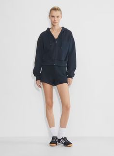 COZY FLEECE PERFECT HI-RISE MINI SWEATSHORT | Aritzia Face Mask Brands, Jacket Parka, Denim Leggings, Fade Color, Sweater Pants, Sweater Blouse, Bike Shorts, Lightweight Jacket, Jacket Dress