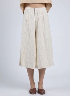 KAAREM - Seaweed Wide Leg Cropped Pant- Natural High Waisted Cropped Pants, Wide Leg Cropped Pants, Cotton Silk, The Body, Cropped Pants, Wide Leg, High Waisted, Silk, Zipper