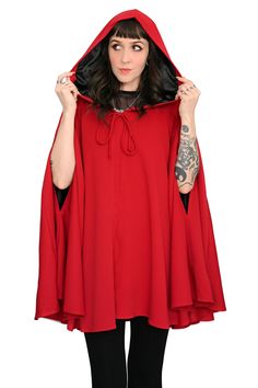 Storybook Hooded Cape - Crimson Red – FOXBLOOD Red Cape, Hooded Cape, Crimson Red, Beauty Sale, Little Red Riding Hood, Jeans Size Chart, Red Riding Hood, Fantasy Fashion, Signature Collection