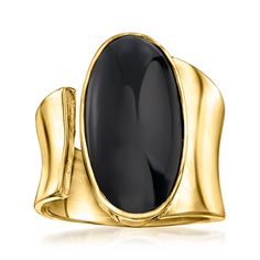 Ross-Simons - Onyx Wrap Ring in 18kt Gold Over Sterling. Size 10. Equally striking and elegant, this 18kt yellow gold over sterling silver wrap ring will set you apart from the crowd. Adorned by a 20x10mm oval onyx cabochon, its neutral color palette will complement any outfit. 7/8" wide. Onyx wrap ring. Jewelry Presentation, Silver Wrap Ring, Neutral Color Palette, Wrap Ring, Wrap Rings, Neutral Colour Palette, Neutral Color, Womens Jewelry Rings, Contemporary Style