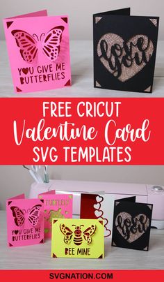 valentine's day cards with free crict cut file and svg templates