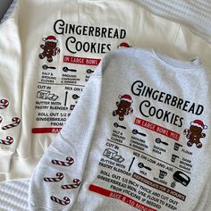 This Is An Absolutely Adorable Ivory Sweatshirt With Gingerbread Men On The Front And A Fully Embroidered Recipe On The Back.. Luxury Paints, Cinnamon Cookies, Gingerbread Recipe, Luxury Printing, Pastry Blender, Halloween Sale, Holiday Shopping, Embroidered Sweatshirts, Holiday Sales