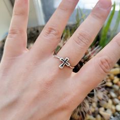 Vintage 925 Sterling Silver Dainty Cross Ring, size 6.75. Beautiful . . Please know your ring size BEFORE ordering All rings are measured on a US ring sizer. Returns will not be accepted due to size issues.  . . . estate boho bohemian boutique gift present chunky small christian dainty  PST Adjustable Cross-shaped Ring For Anniversary, Adjustable Cross-shaped Promise Ring, Sterling Silver Cross Ring For Promise, Hypoallergenic Spiritual Sterling Silver Rings, Bohemian Boutique, Boho Boutique, Cross Ring, Ring Sizer, Gift Boutique