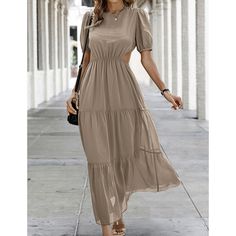 Khaki Round Neck Side Cut-out Swing Maxi Dress Side Cuts, Women Dresses, Maxi Dresses, Dresses Maxi, Cut Out, Round Neck, Maxi Dress, Dresses