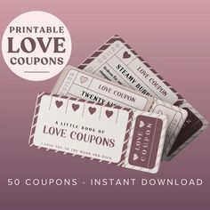 50 coupons - instant printable love coupons