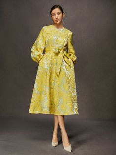 Buy Inexpensive Dresses at Stylewe online store, SPU: 1ODR5M2CD8, Color: Yellow, Theme:Spring/Fall, Elasticity:No Elasticity. Folklore Fashion, Inexpensive Dresses, Elegant Floral Dress, Dress Name, Elegant Sweater, Elegant Midi Dresses, Fitted Midi Dress, Stylish Coat, Fashion Catalogue