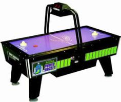 an image of a game table with neon lights on the top and bottom part,