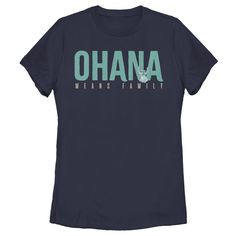 Ohana means family, and family means no tee gets left behind! Find the perfect style with this officially licensed Women's Disney Lilo & Stitch Bold Ohana means Family Graphic T-Shirt! This design features the word "Ohana" in bold green lettering and "Means Family" underneath in smaller lettering, with a cute little Stitch on the left side. Celebrate a certain alien, otherwise known as Experiment 626 this year with new hilarious apparel from the movie! Lilo And Stitch Ohana, Disney Shorts, Family Design, Ohana Means Family, Cute Stitch, Disney Tees, T Shirt Image, Lilo Stitch, Graphic Tee Design