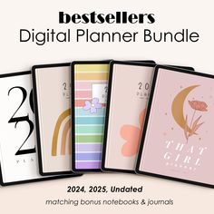 the best sellers digital planner bundle includes four notebooks, two calendars and three journals