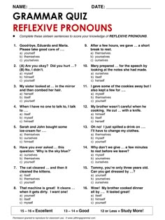 a poster with the words reflexive pronouns in red and black on it