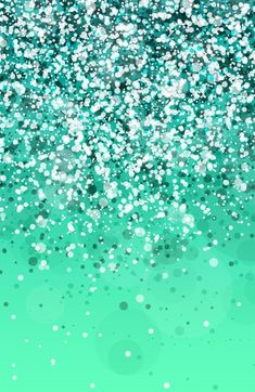 an abstract green background with white dots and sparkles on the bottom, in shades of teal