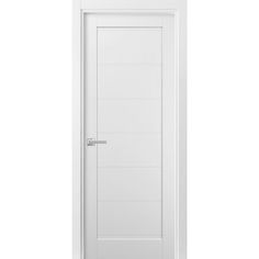 a white door on a white wall with an open side panel and the bottom panel is closed