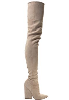 VIX CREAM STRETCH SUEDE THIGH-HIGH BOOT                         – Monika Chiang Silver Piercings, Suede Thigh High Boots, Sandals Luxury, Chunky Wedges, Thigh High Suede Boots, Thigh Boots, Designer High Heels, Thigh Boot, Thigh High Boots