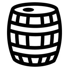 a black and white image of a barrel on a white background, it is an illustration