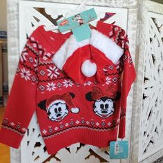 2pc Christmas Set With Sequence Knited Sweater + Fleece Hat .Brand Disney Knited Sweater, Sweater Hat, Fleece Hat, Christmas Set, Christmas Settings, Disney Shirts, Christmas Sweater, Kids Shirts, Sweater Top