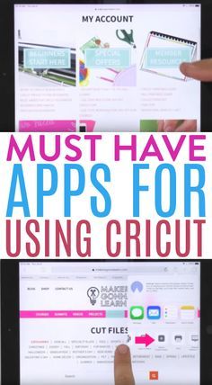 a person holding up an ipad with the text must have apps for using cricut