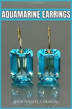 Gold Aquamarine Earrings Elegant Aquamarine Rectangular Jewelry, Elegant Octagon Aquamarine Jewelry, Elegant Rectangular Aquamarine Jewelry, Rectangular Blue Earrings For Anniversary, Luxury Aquamarine Blue Earrings, Luxury Blue Aquamarine Earrings, Blue Emerald Cut Earrings For Gift, Blue Emerald Cut Earrings For Formal Occasions, Blue Aquamarine Jewelry With Rectangular Stone