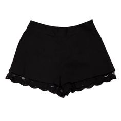 Here's The Deal - These High-Waisted Dressy Black Shorts With Scalloped Lace Trim Are In Brand New, Unworn Condition. The Tags Were Removed, But The Shorts Were Never Worn. - High Waisted Style - Smooth Front And Back - Scalloped Lace Trim - Side Zip, With Hook And Eye Closure - Size Xs - Shell: 100% Polyester - Lining: 100% Polyester - Hand Wash Cold / Line Dry Fast Shipper Smoke-Free, Pet-Friendly Home Add To A Bundle And Send Me A Message To Receive A 15% Bundle Discount Offer For Orders That Weigh 5 Lbs And Under! Tags: Balletcore Bohemian Boho Casual Contemporary Coquette Girl Date Night Dressy Fall Feminine Festival Formal Girl Next Door Glam High-Rise High-Waisted Holiday Lace Fitted Above Knee Summer Bottoms, Flirty Fitted High-waisted Shorts, Fitted Black Shorts For Spring, Fitted Flirty Shorts, Fitted Black Spring Shorts, Flirty Fitted Mini Shorts, Chic Fitted Shorts For Going Out, Fitted Shorts With Short Inseam For Night Out, Flirty Mini-length Shorts For Night Out